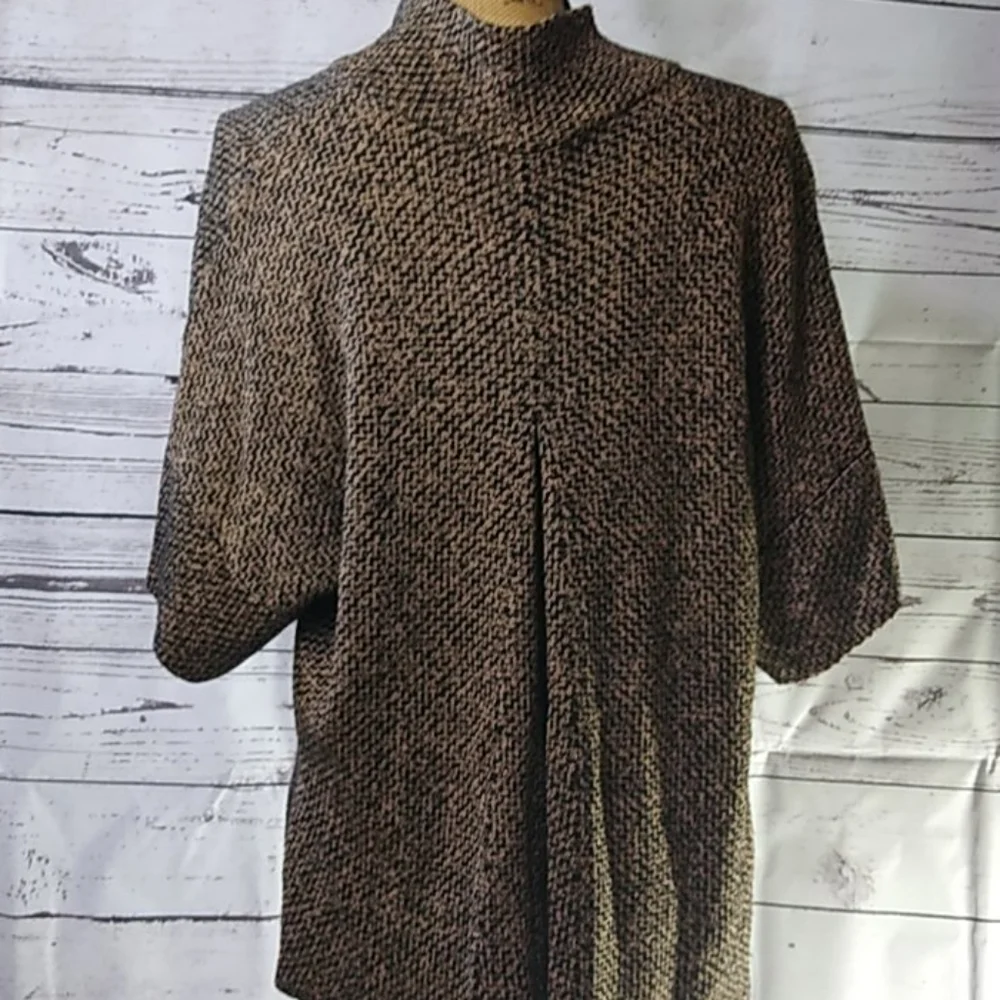 Ellen Tracy Silk & Cashmere Blend Cardigan Jacket Brown Textured sz. M